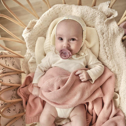 Heritage Knit Organic Receiving Swaddle Blanket for Girls - 100% Luxury Organic Cotton Soft Knit