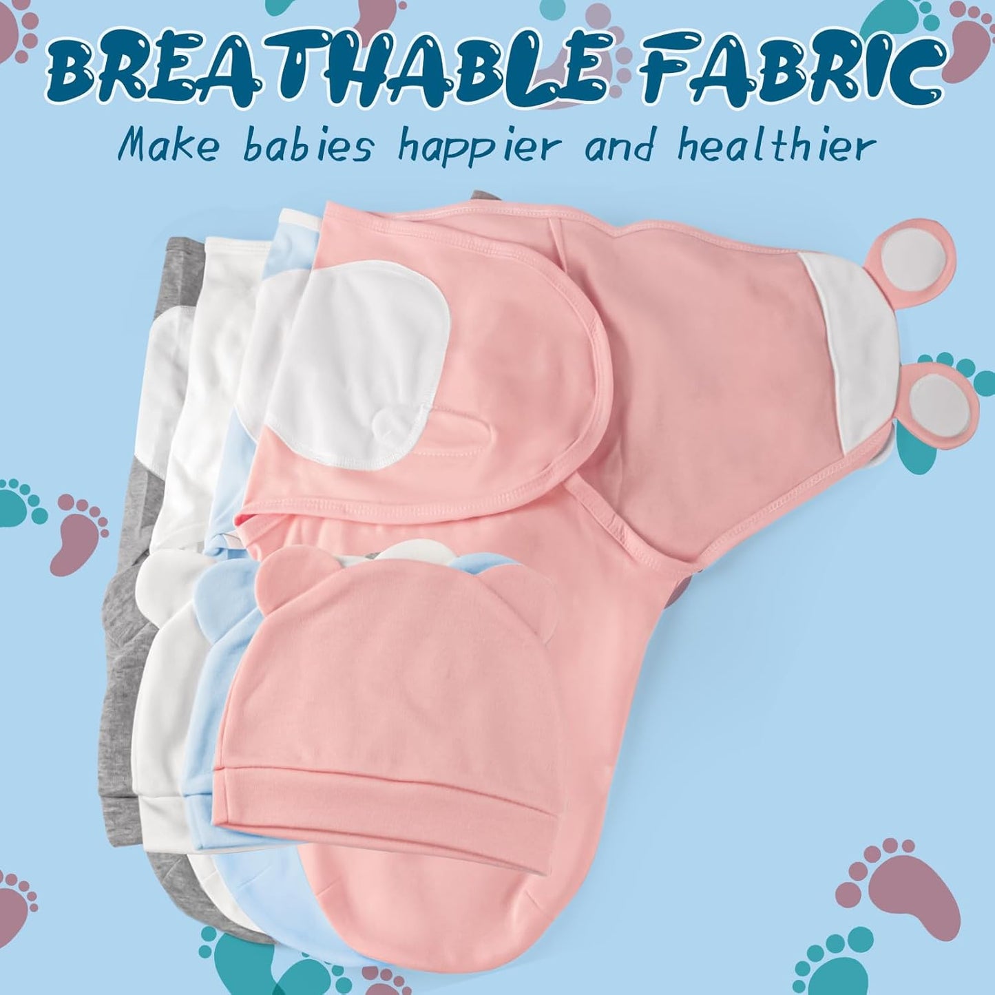 Baby Swaddle Sleep Sacks with Hats for 0-3 Months Baby Swaddle Blanket Wrap Newborn Swaddles Sack