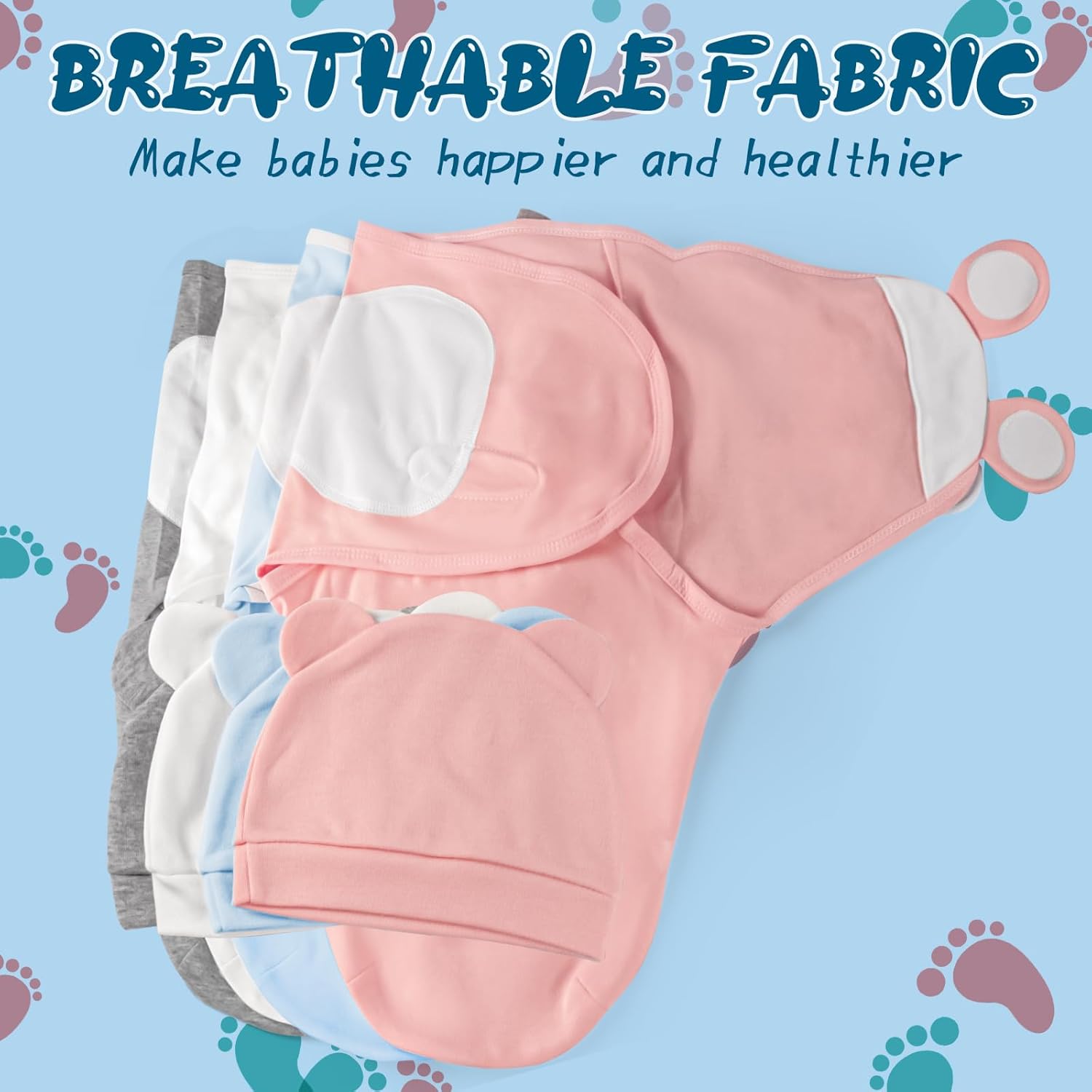 Baby Swaddle Sleep Sacks with Hats for 0-3 Months Baby Swaddle Blanket Wrap Newborn Swaddles Sack