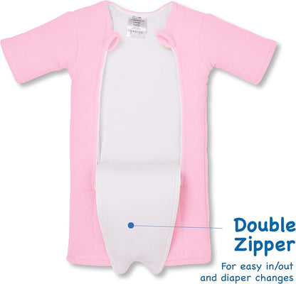 Magic Sleepsuit Baby Merlin's Microfleece Baby Swaddle Transition Product - Soft and Cozy Design, Double Zipper for Easy Diaper Changes, Promotes Safe Sleep, 3-6 Months - Pink - Large 18-21lbs