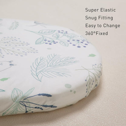 Gllquen Baby Bassinet Sheets 4 Pack, Breathable Cozy Fitted Mattress Sheet, Elastic Travel Crib Fashionable Pattern, Standard Cradle Safe Sheets for Baby Boys Girls 32"x16"(Forest Deer)