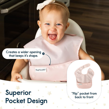Tiny Twinkle Mess Proof Baby Bibs for Eating - Waterproof, Wipeable Bibs - Toddler Bibs - Travel