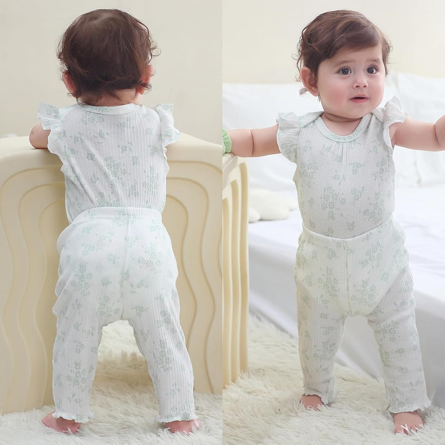 Baby Bodysuit 6 Pack Soft Mixed Ribbed Short Sleeve Romper Infant Boy Girl Clothes Set