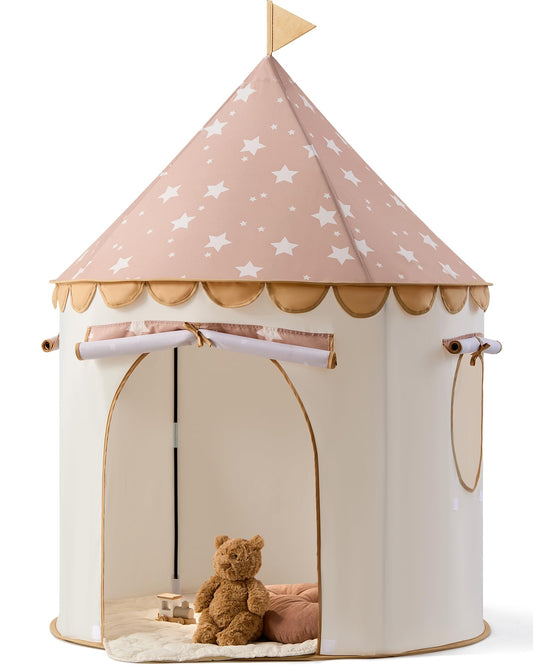 Tiny Land Kids Play Tent, Khaki Castle Pop Up Tent for Kids Indoor