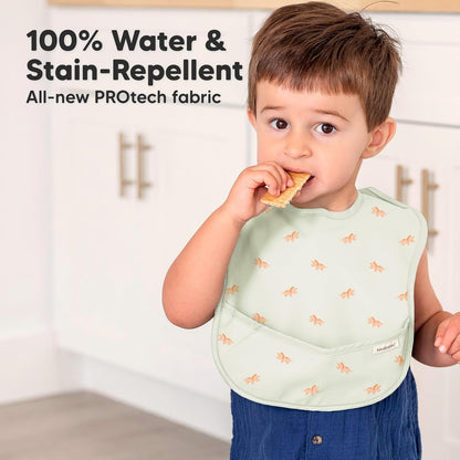 3-Pack Waterproof Baby Bibs for Eating - Lightweight Toddler Feeding Bibs with Large Food Catcher, Mess Proof, Food-Grade Baby Eating Essentials, Easy to Put On & Clean (Roarsome)