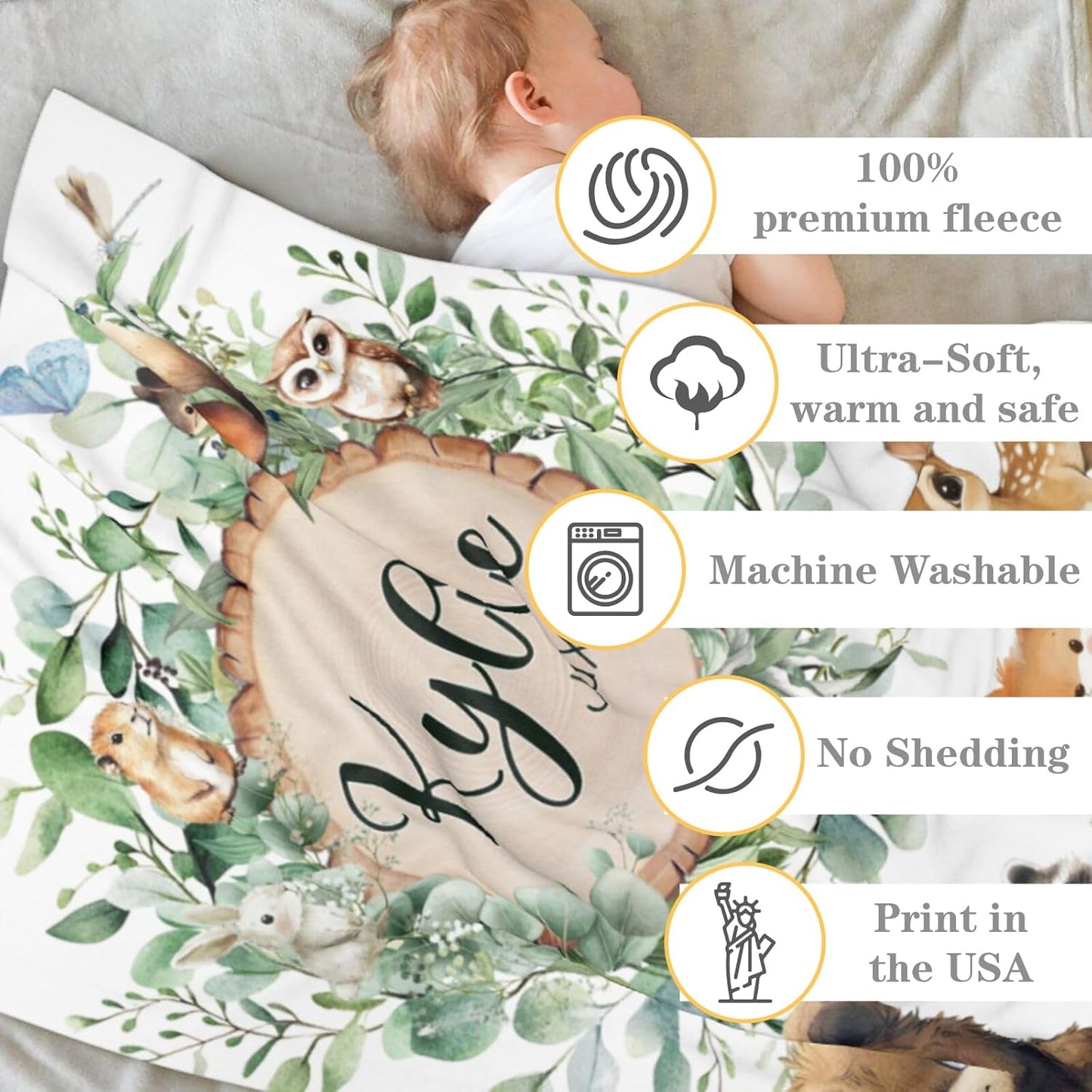 Custom Blanket for Boys Girls Personalized Baby Blanket with Name Customized Baby Gifts for