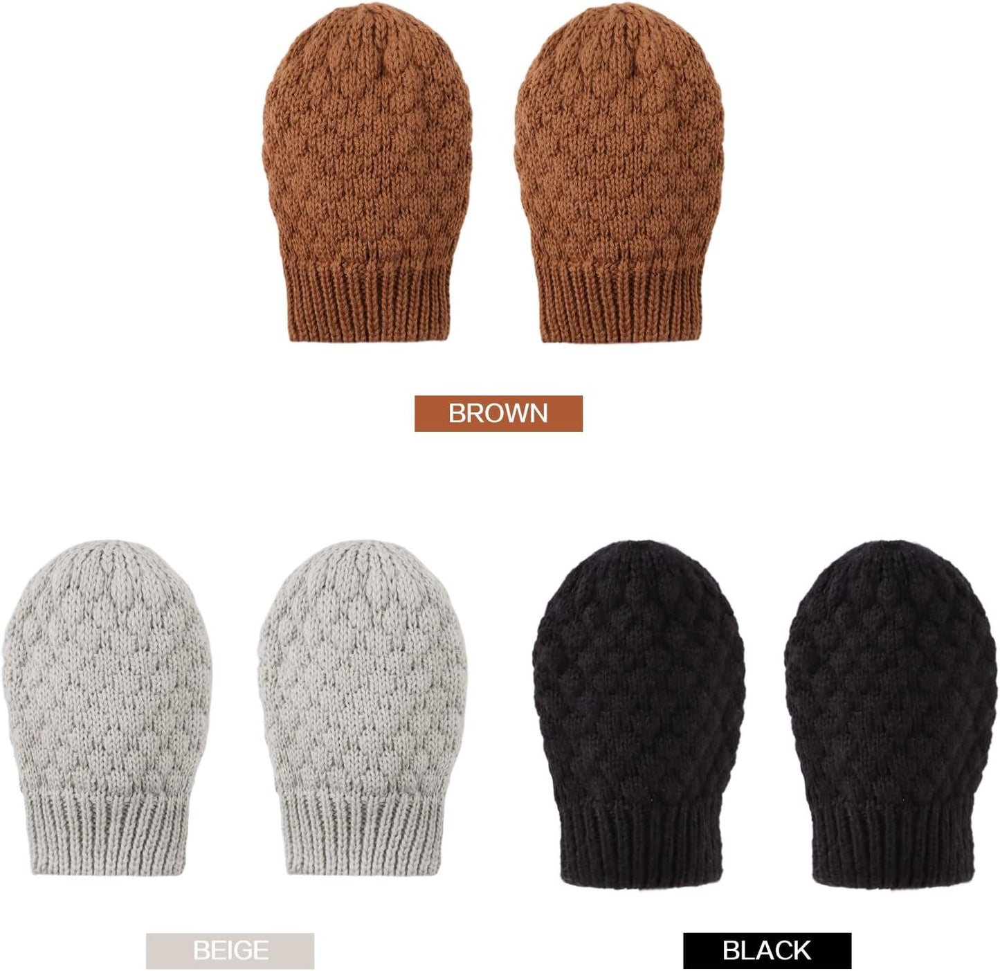 Baby Knit Mittens Toddler Boys Girls Gloves Winter Infant Newborn No Scratch Mitten 0-3 Years