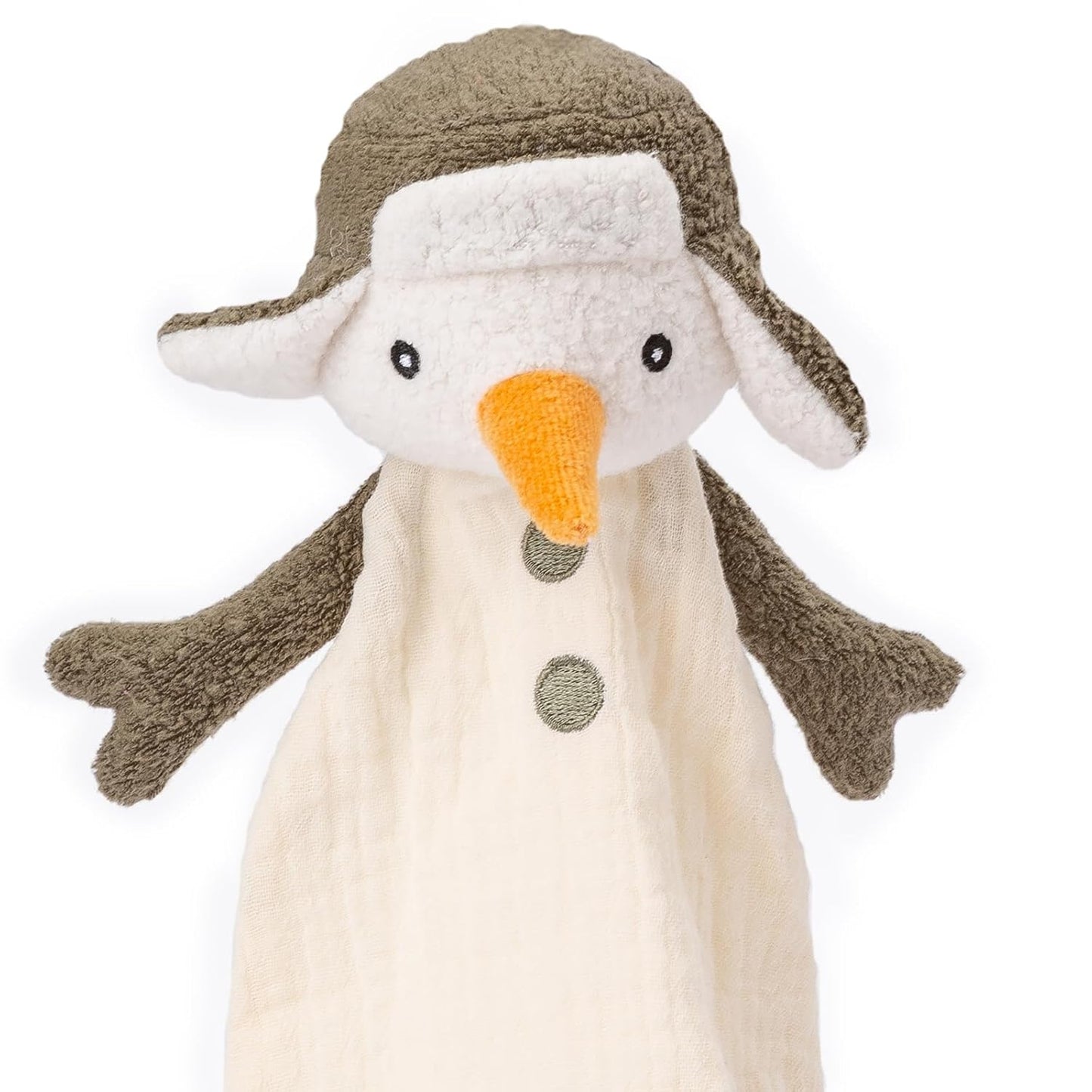 Organic Cotton Stuffed Animal Rattle Baby Toys, Plush Snowman Cuddle Cloth and Hand Grip Ring Rattles Plush Toy Set for Newborns Infant Boys Girls, 2 PCS