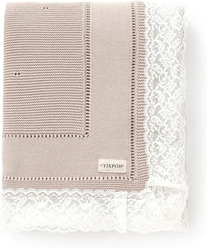 100% Organic Cotton Baby Blanket Knitted Softer Receiving Swaddle Warm Cozy Cuddle Crib Blanket for