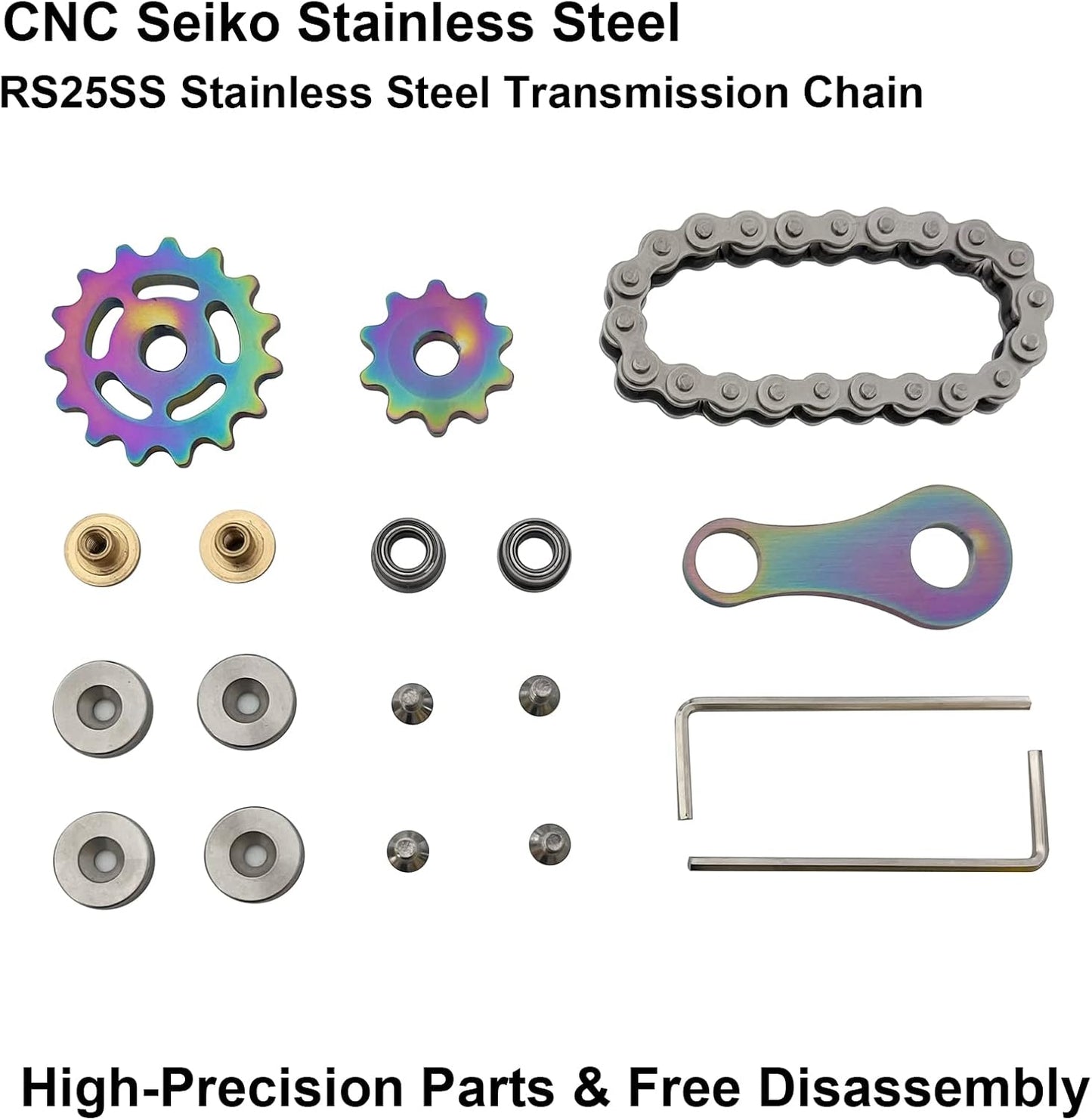 Chain Gear Fidget Spinner, Metal Sprocket Chain Fidget Toy, Stress Anxiety Relief Fidget Toy, Bike Chain Gears Novelty Toy,Metal EDC for Anxiety Relieve Boredom ADHD Autism(Colorful)