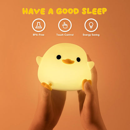 UNEEDE LED Cute Bean Duck Night Light, DoDo Duck Silicone Nursery Night Light Rechargeable Table Lamp Bedside Lamp with Touch Sensor for Bedrooms, Living Room