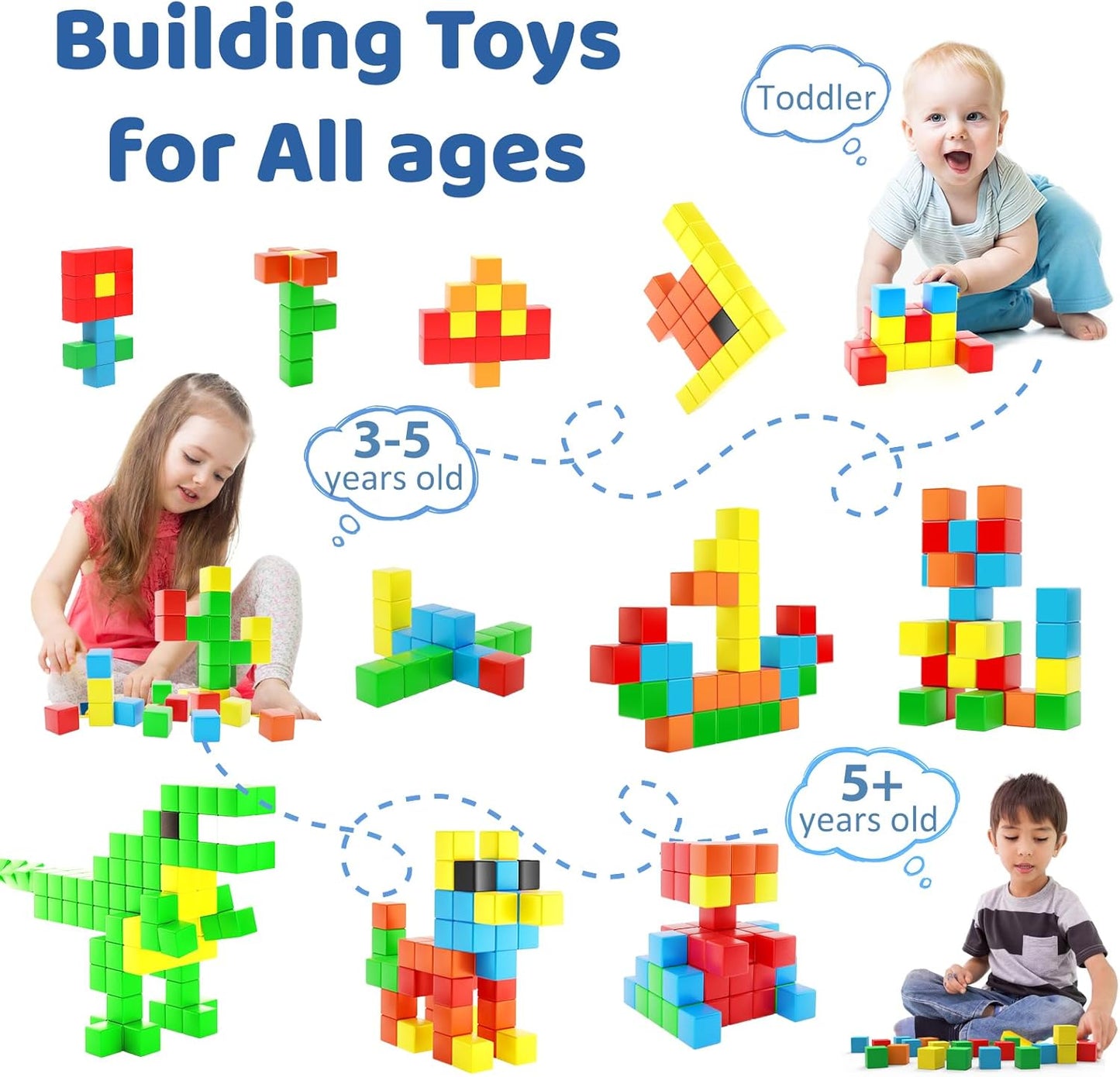 Magnetic Blocks 1.18 inch, Large Magnetic Cube Toy for Sensory STEM Education Preschool Magnet Toys for 3 4 5 6 Year Old Boys and Girls,Christmas Birthday Gifts for Kids Age 3+