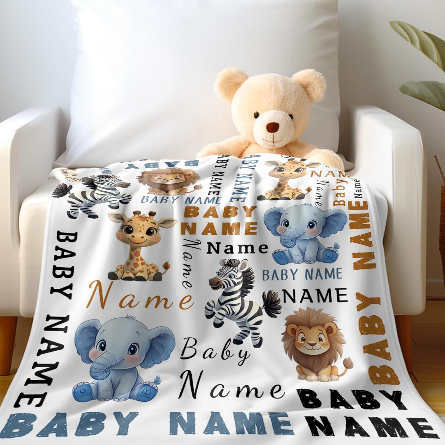 Ship Next Day, Custom Name Blanket - Printed in USA, Personalized Baby Blankets for Girls, Baby