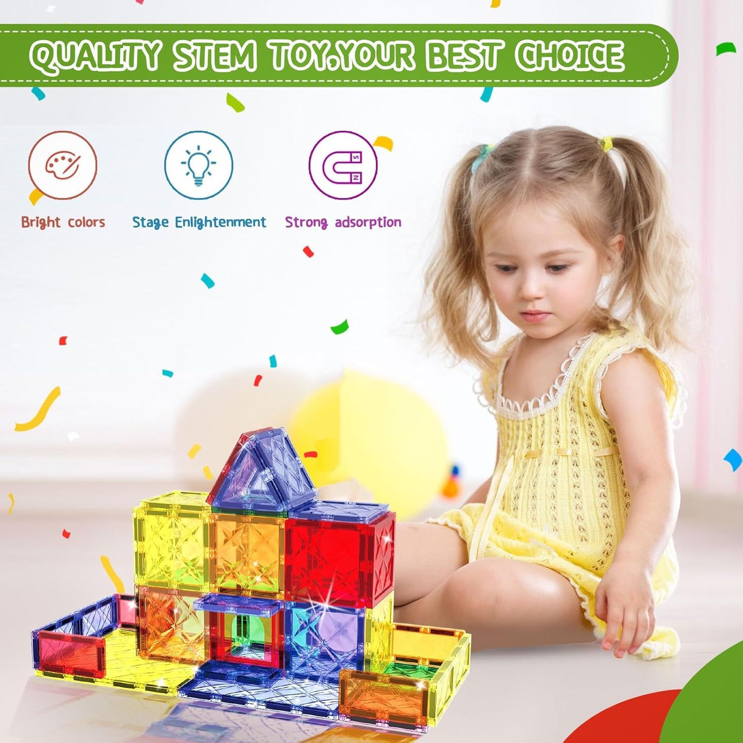 Magnetic Tiles, 42 Pcs Magnet 3D Building Set Toy for Kids Ages 3+, Construction Playboards, Montessori Toys, Puzzle Magnets Toys Christmas Toy Gift for Boys and Girls