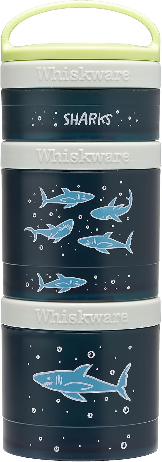 Whiskware Stackable Snack Containers for Kids and Toddlers, 3 Stackable Snack Cups for School or