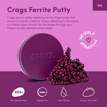 Speks Crags Ferrite Putty, Over 500 Ferrite Stones in a Metal Tin, Seriously Satisfying Fidget Toys for Adults and Desk Toys for Office, Matte Iris, Medium