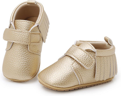 SOFMUO Baby Boys Girls High Top Ankle PU Leather Sneakers Soft Rubber Sole Infant Moccasins Newborn Oxford Loafers Anti-Slip Toddler Wedding Uniform Dress Shoes