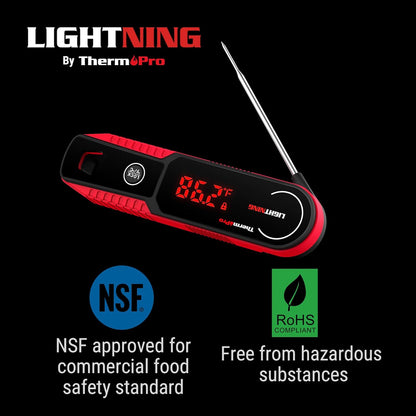ThermoPro Lightning 1-Second Instant Read Meat Thermometer, Kitchen Food Thermometer with Auto