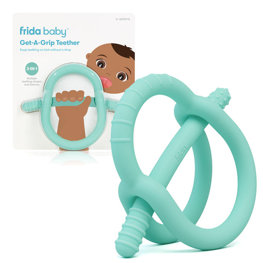 Frida Baby Get-A-Grip Silicone Teether for Teething Pain Relief, Teal