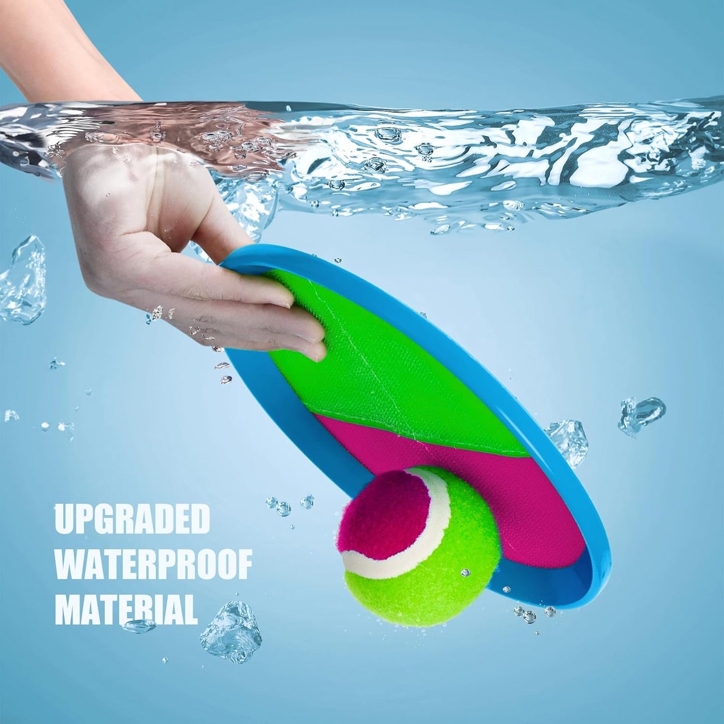 Toss and Catch Ball Set 4 Pack - Beach Toys Pool Toys Outdoor Games for Family Toddlers Kids Adults - Outside Yard Games- Classic Birthday Gift for 3 4 5 6 7 8 9 10 11 12+ Years Old Boys Girls