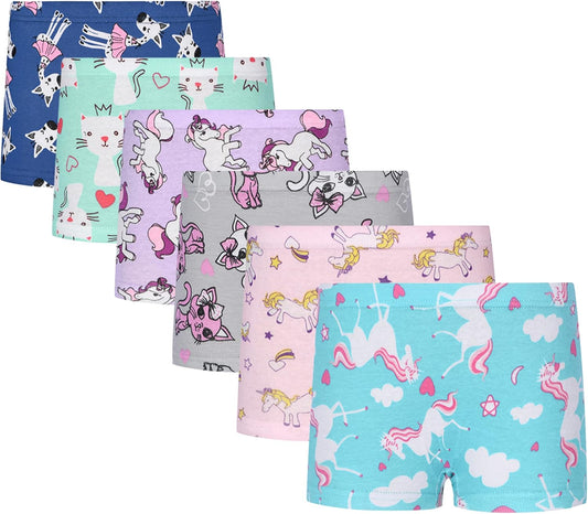 Cczmfeas Girls Hipster Cotton Underwear Boyshort Panties 6 Pack