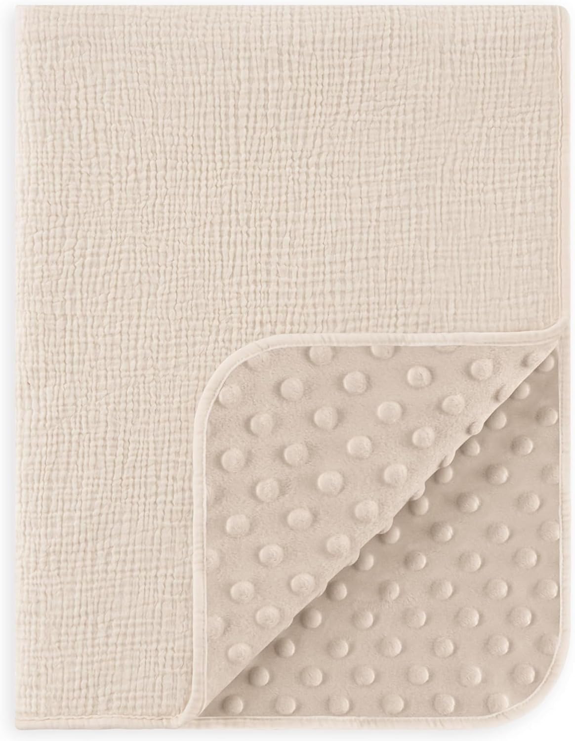 Susurration Baby Blanket for Unisex Boys Girls, Soft Nursery Minky Blanket with Muslin Cotton Front