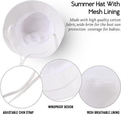 JANGANNSA Cotton Baby Sun Hat Infant Toddler Boys Girls Bucket Hats Summer Sun Protection Kids Beach Caps