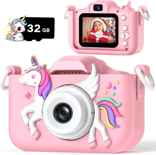 Upgrade Kids Camera for Girls, Christmas Birthday Gifts for Boys, 1080P HD Selfie Digital Video Camera for Toddlers, Cute Portable Little Girls Boys Gifts Toys for 3 4 5 6 Years Old