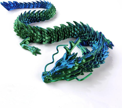 3D Printed Dragon - Articulated and Posable Toy for Car Decoration - Strikingly Realistic Dragon Crystal Figure Gifts (Laser Green)