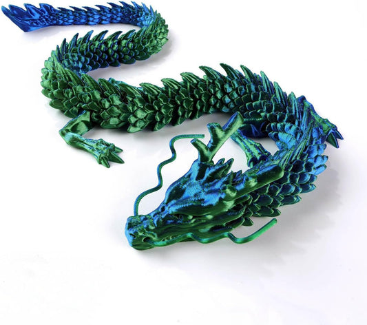 3D Printed Dragon - Articulated and Posable Toy for Car Decoration - Strikingly Realistic Dragon Crystal Figure Gifts (Laser Green)