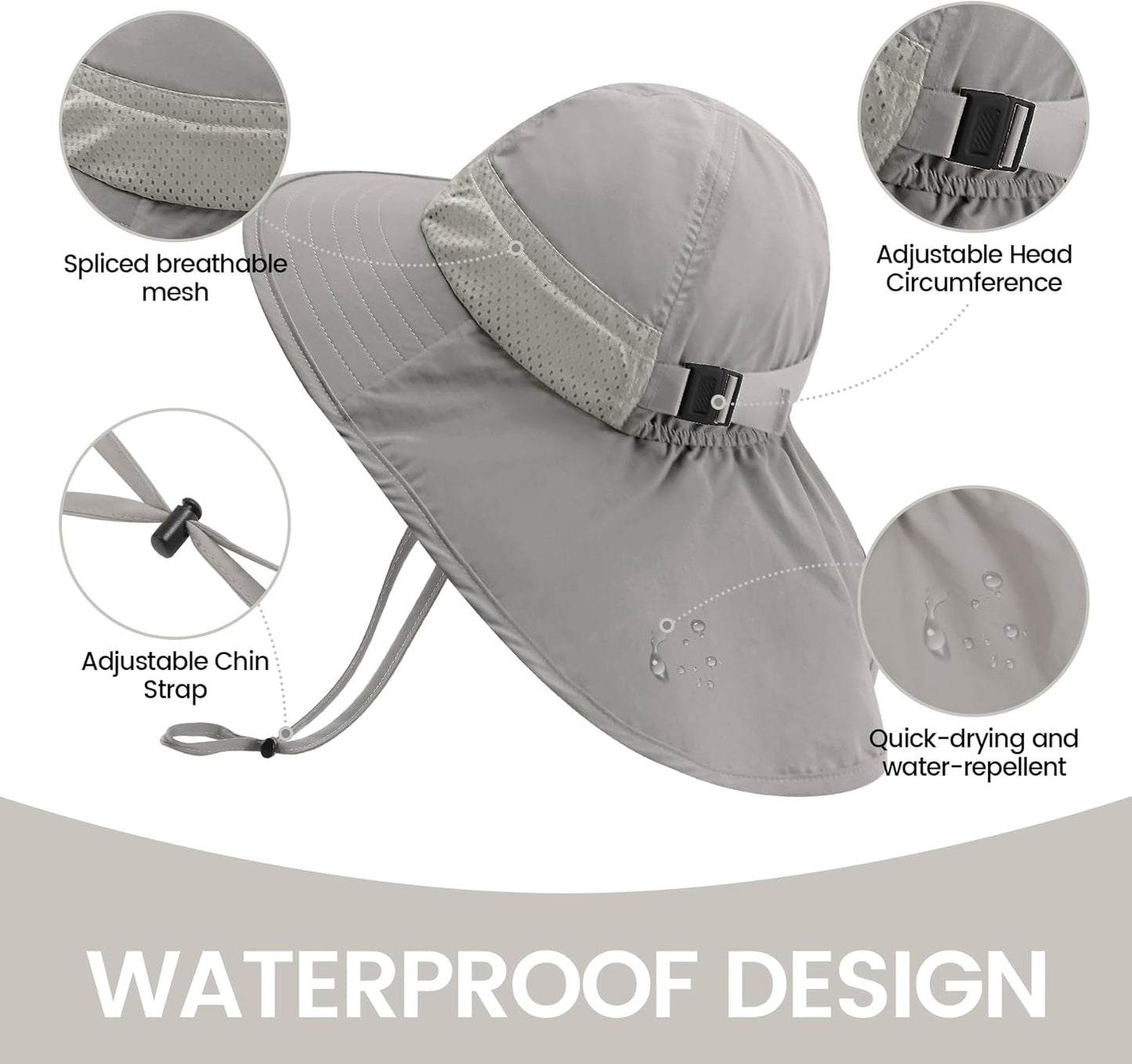 Baby Sun Hat with Neck Flap for Sun Protection Toddler Beach Hat UPF 50+ Outdoors 0-6 Years Boys Girls