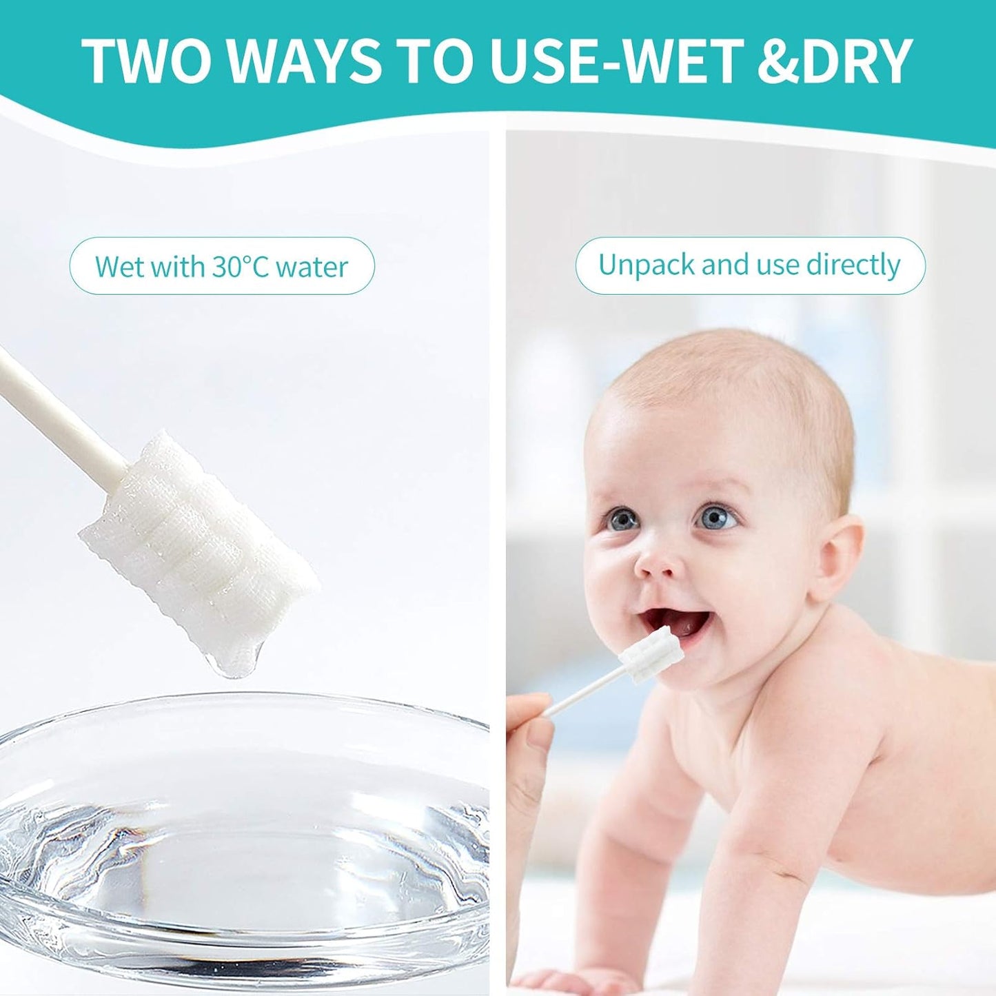 dearlomum Baby Tongue Cleaner, Newborn Toothbrush, 48PCS Disposable Infant Clean Mouth,Gauze Gum