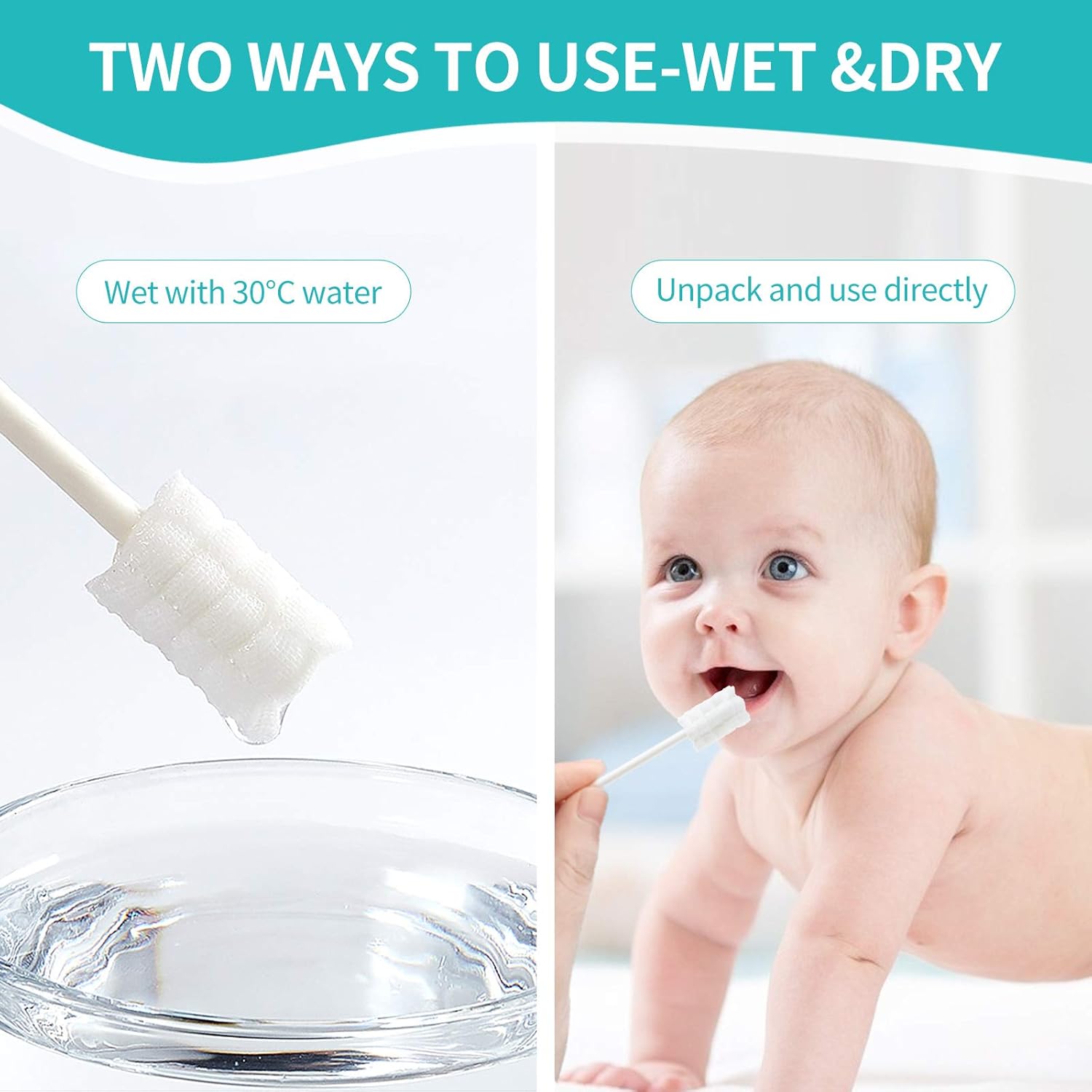 dearlomum Baby Tongue Cleaner, Newborn Toothbrush, 48PCS Disposable Infant Clean Mouth,Gauze Gum