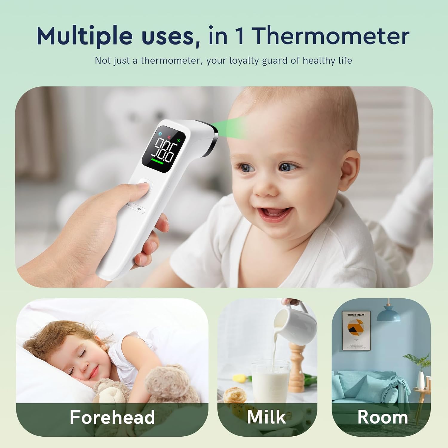 Touchless Thermometer for Adults and Kids, Fast Accurate Thermometer with Fever Alarm, 1S Reading &