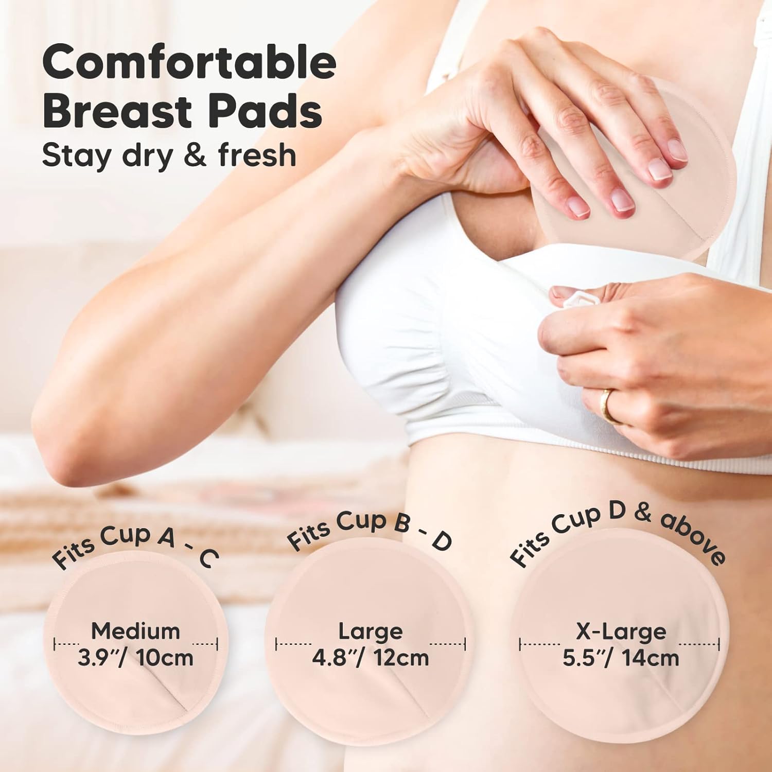 Organic Nursing Pads - 8 Washable Viscose Derived from Bamboo Breastfeeding Pads, Wash Bag