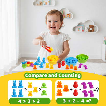Counting Animals Color Sorting Matching Games with Sorting Bowls Montessori Sensory Early