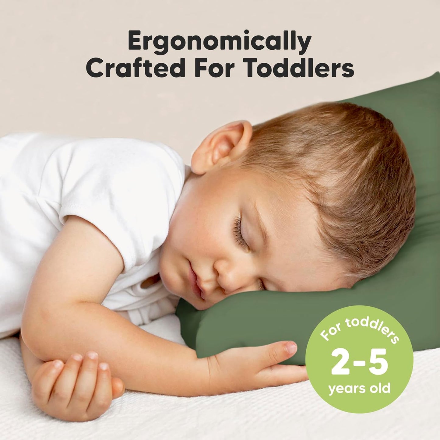 KeaBabies Toddler Pillow with Pillowcase, Jumbo 14X20 - Soft Organic Cotton Toddler Pillows for Sleeping - Machine Washable - Perfect for Travel, Toddler Bed Set (Jungle Green)