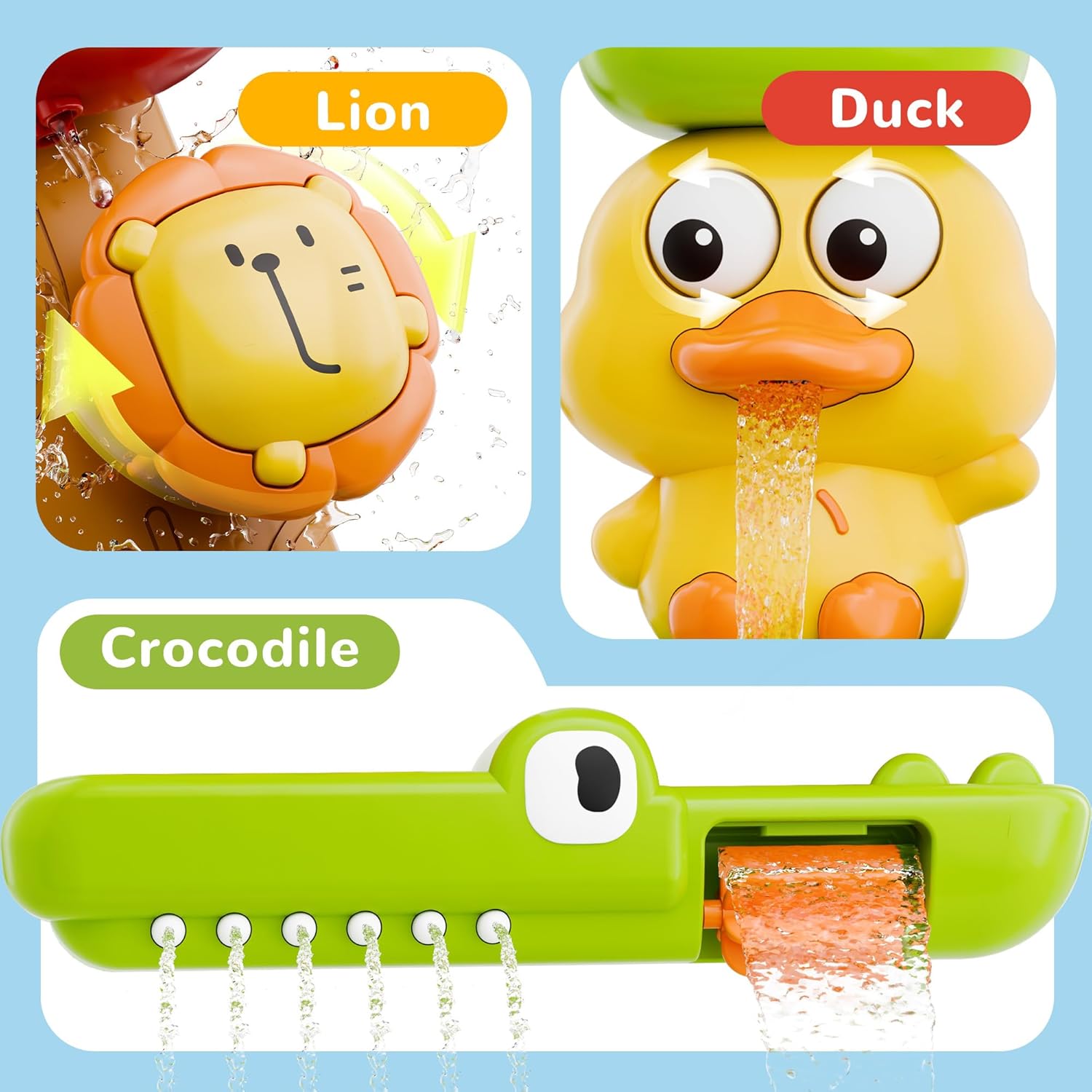iPlay, iLearn Bath Toys for Toddlers 1-3, Baby Waterfall Bathtub Toy W/ Suction Cup, Kids Bath Tub