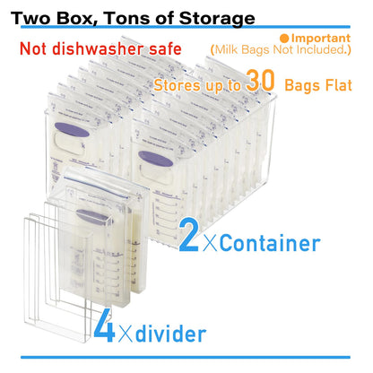 Breastmilk Storage Container with 4 Freezer Flattener Kit to Flatten Standing Breast Milk Bags in