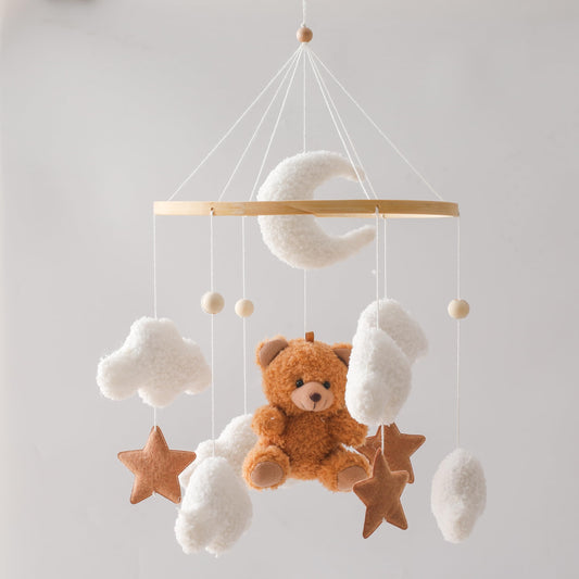 EERKEOD Baby Crib Mobile Bear Nursery Mobile for Boys Girls Teddy Velvet Mobile Nursery Decor for