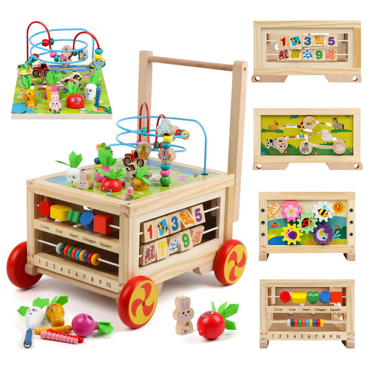 Wooden Activity Cube 7-in-1 Montessori Toy Multipurpose Educational Learning Toy for 1+ Year Old