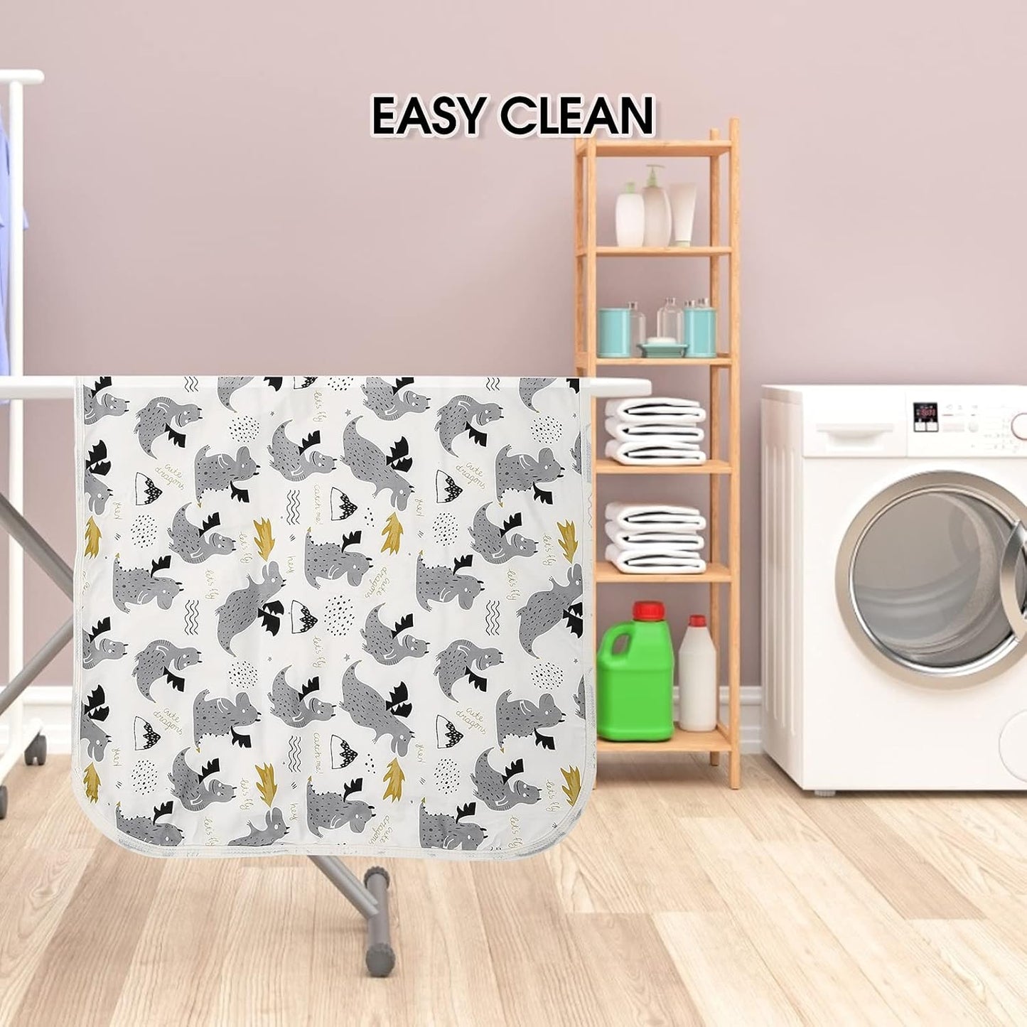 Baby Diaper Changing Pad, 21 5/8" x 31.5" Waterproof Changing Pad Liners - Reusable Soft and Absorbent Portable Changing Mat(Grey Dinosaur1PCS)