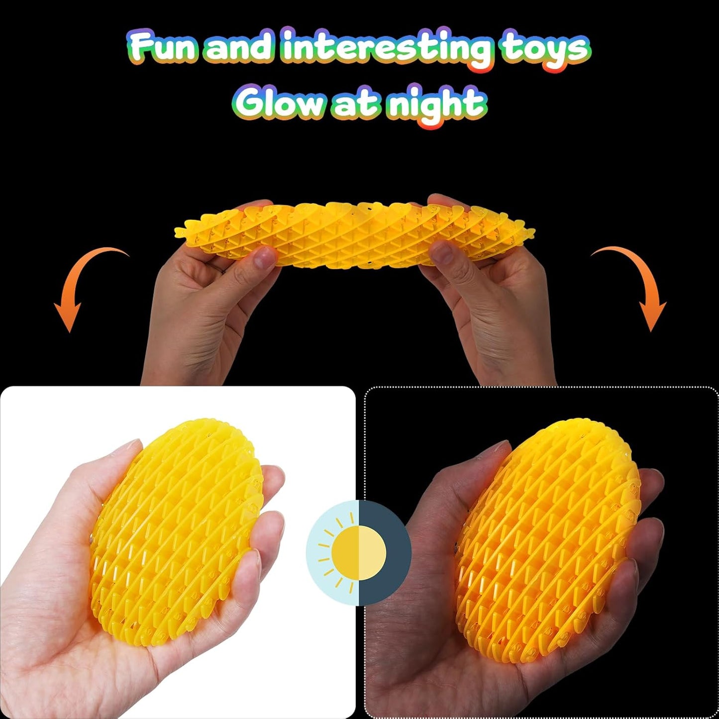 Night Glow Worm Fidget Toy, Funny Pocket Fidget Toy, Stress Relief Toy, Resistance Fidget Toys Sensory Stress Anxiety Relief Toys for Kids Adults (Purple)