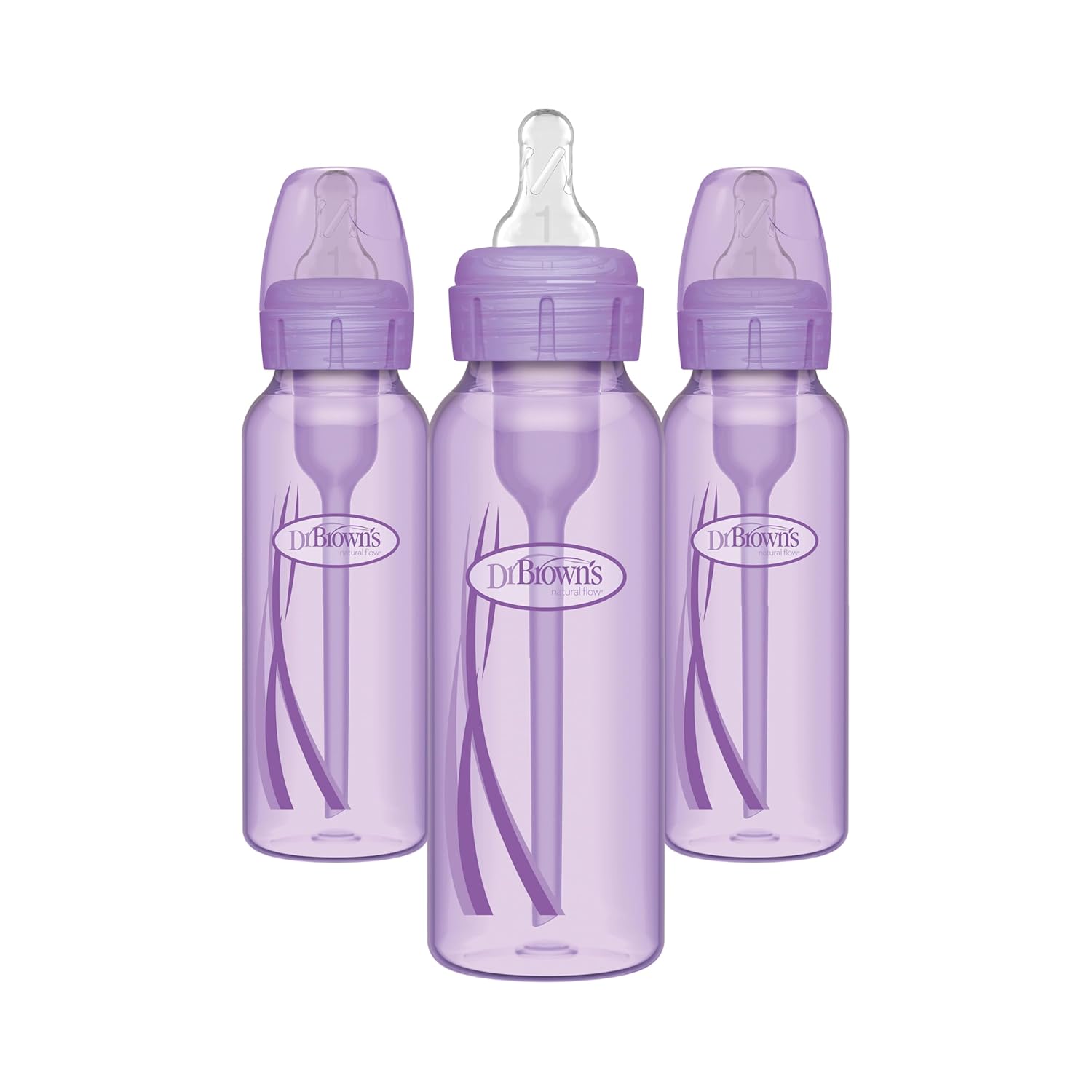 Dr. Brown’s Natural Flow® Anti-Colic Options+™ Narrow Baby Bottles 8 oz/250 mL, with Level 1 Slow