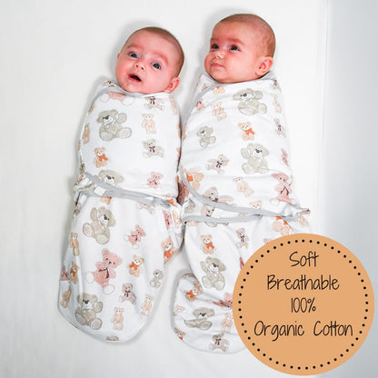 LollyBanks Baby Swaddles, 100% Organic Cotton Sleep Swaddle Sacks 3-6 Months, Newborn Swaddles with Easy Change Zipper, Swaddle Blanket Wrap, Baby Registry Must Haves (Teddy Bear Print)