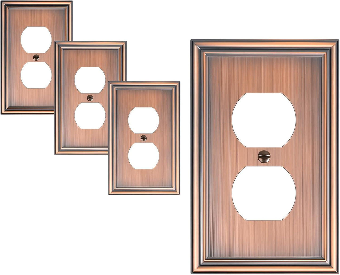4-Pack Duplex Outlet Cover, Durable Solid Zinc Alloy Decorative Switch Plates and Outlet Covers