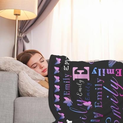 Ship Next Day, Custom Name Blanket - Printed in USA, Personalized Baby Blankets for Girls, Baby