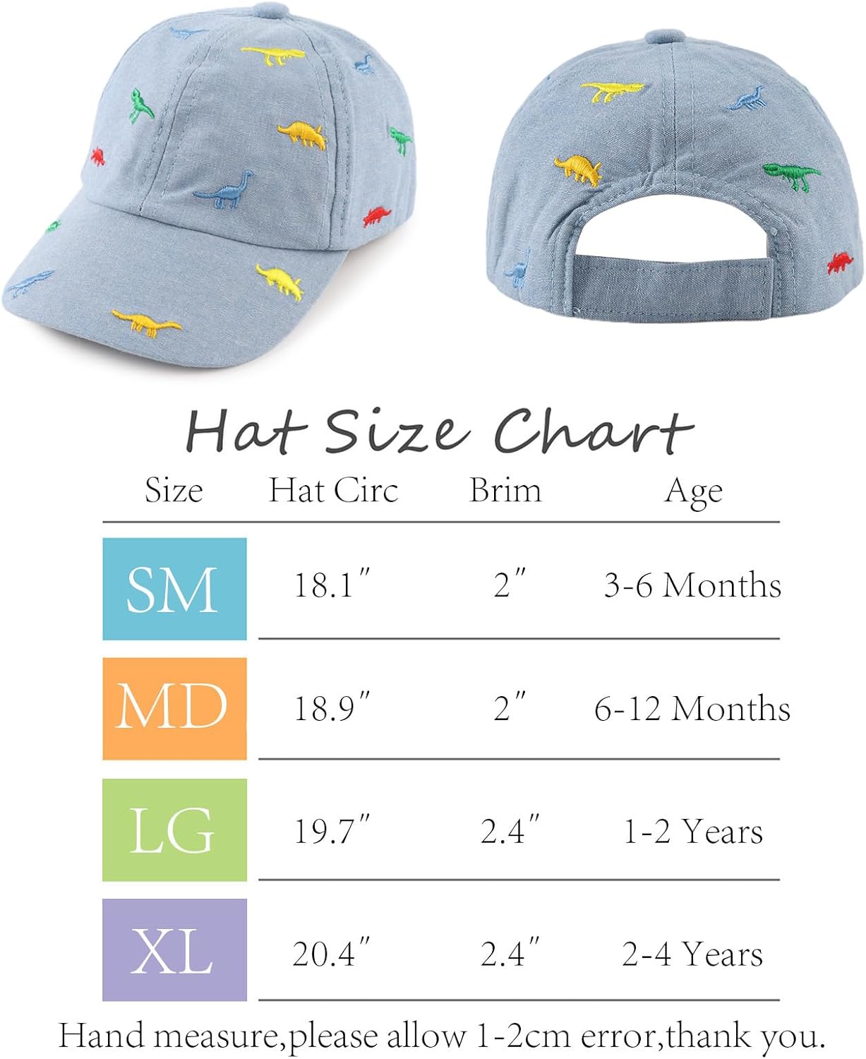 JANGANNSA Dinosaur Boys Girls Caps Embroidery Baby Baseball Caps Cotton Infant Toddler Kids Hat Spring Summer Autumn