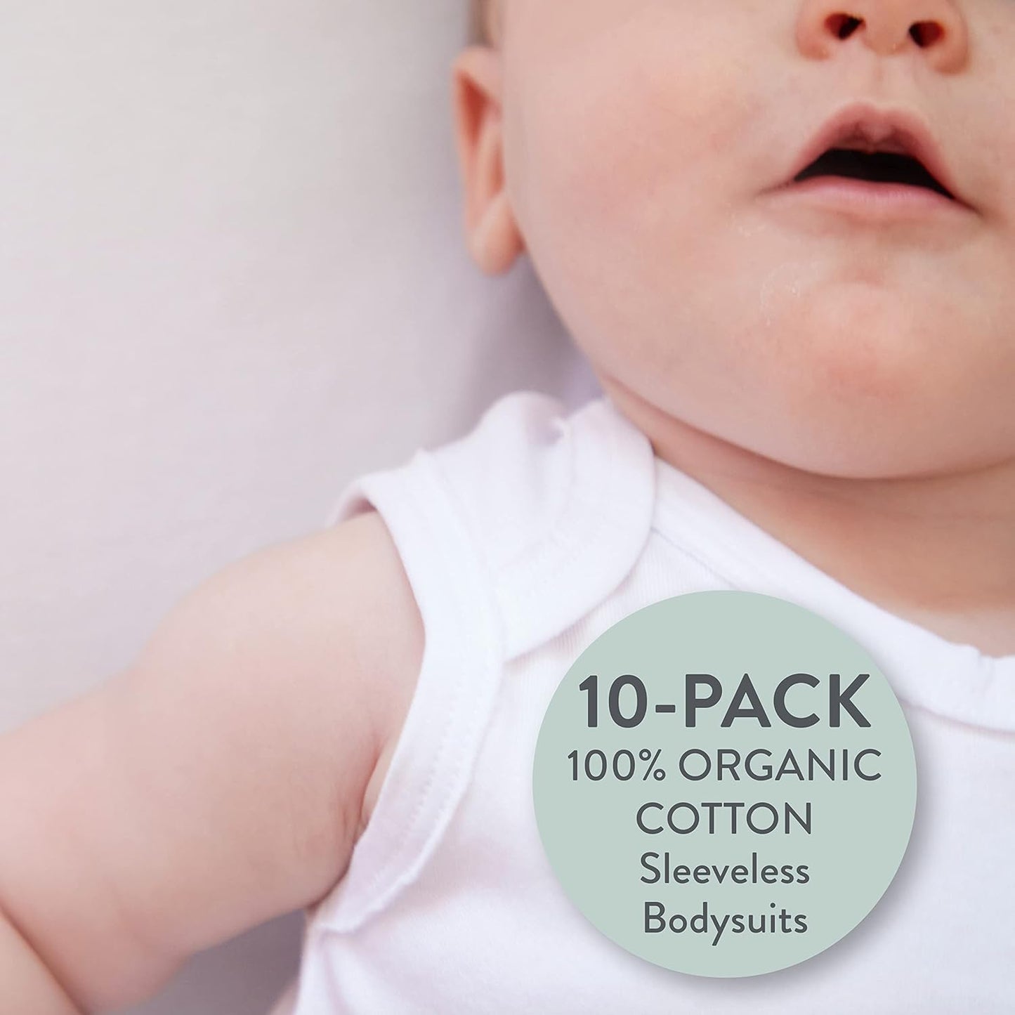 Sleeveless Bodysuits One-piece 100% Organic Cotton for Baby Boys, Girls, Unisex