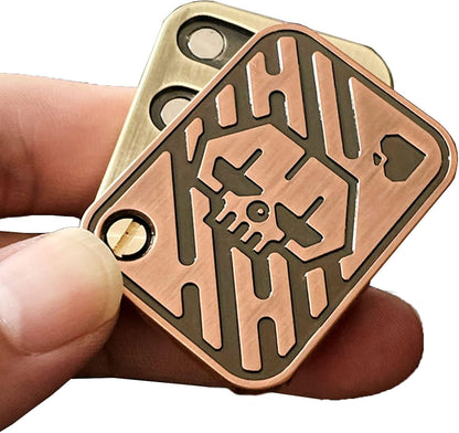 Metal Poker Fidget Slider EDC Adult Fidget Toys ADHD Tool Anxiety Stress Relief Toys Office Desk Toys Gifts for Boyfriend and Father (Copper Skull)